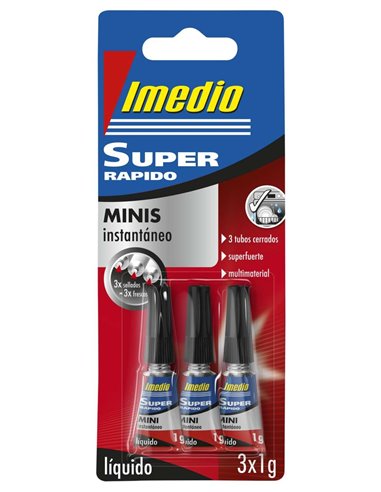 Imedio - Colle Instantanée Super Rapid -o Pack de 3 Tubes de 1gr - Transparente - Multimatériaux