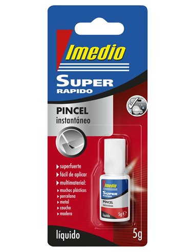 Imedio - Colle Instantanée Super Rapid -o Flacon de 5gr avec Pinceau - Transparent - Multimatériaux