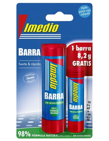 Imedio - Pack de 2 Bâtons de Colle de 1x 40grs + 1x 8,2grs - Sans Solvant - Lavable - Adapté à un Usage Scolaire