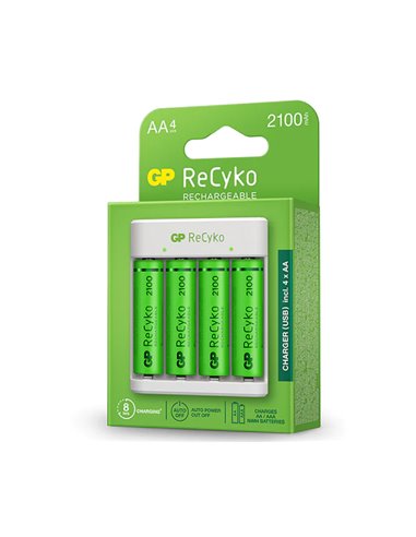 GP Batteries - Pack chargeur USB ReCyko + 4 piles rechargeables AA 2100 mAh