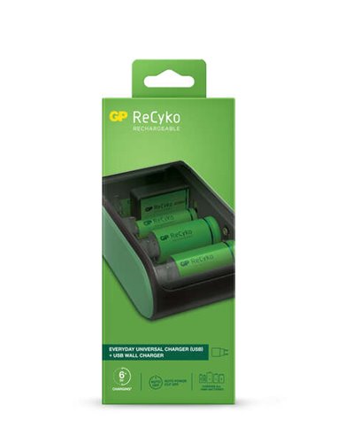 GP Batteries - Chargeur USB universel ReCyko - Charge les piles : AA, AAA, C, D et 9V