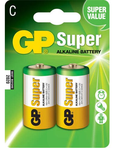 GP Piles - Pack de 2 Piles Super Alcalines LR14 C 1,5V