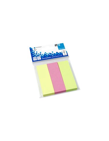 Global Notes - inFO Pack de 3 Blocs de 100 Marqueurs de Page 75 x 25 mm - Certification FSC ? - Couleurs jaune, vert et rose