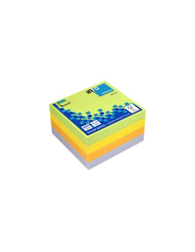 Global Notes - inFO Cube de 400 Notes Autocollantes 75 x 75 mm - Certification FSC ? - Couleurs jaune, violet, orange et vert