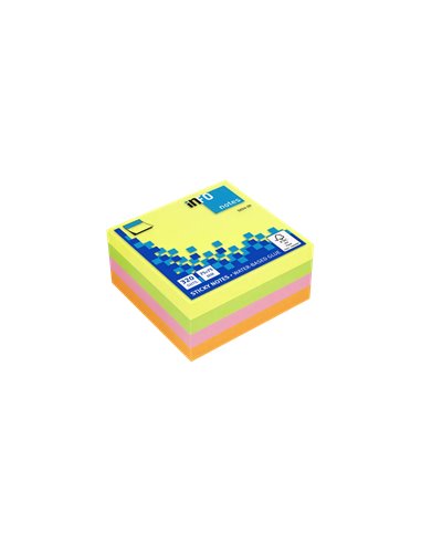 Global Notes - inFO Cube de 320 Notes Autocollantes 75 x 75 mm - Certification FSC ? - Couleurs jaune, orange, rose et vert