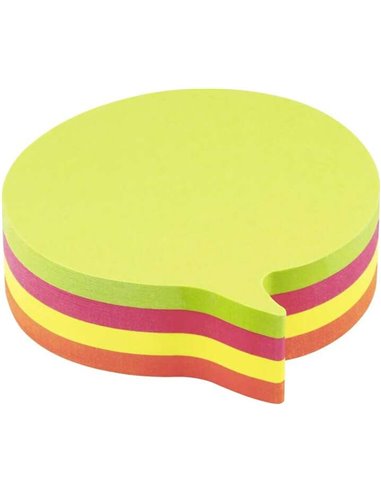 Global Notes - inFO Cube de 200 Notes Autocollantes en Forme de Bulle 70 x 70 mm - Couleurs Vert, Rose Jaune et Orange