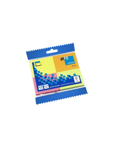 Global Notes - inFO Brillant Pack de 4 Blocs de 50 Notes Autocollantes 50 x 40 mm - Certification FSC ? - Couleurs jaune, orange