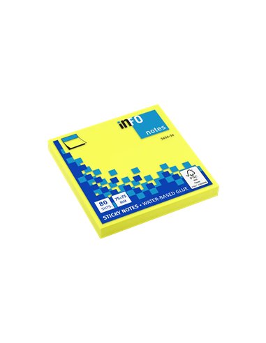 Global Notes - inFO Brillant Bloc de 80 Notes Autocollantes 75 x 75 mm - Certification FSC ? - Couleur jaune