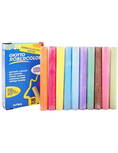 Giotto - Robercolor Pack de 10 craies de couleur rondes - Testées dermatologiquement - Compactes et durables - Couleurs assortie