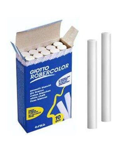 Giotto - Robercolor Pack de 10 craies rondes blanches - Testées dermatologiquement - Compactes et durables