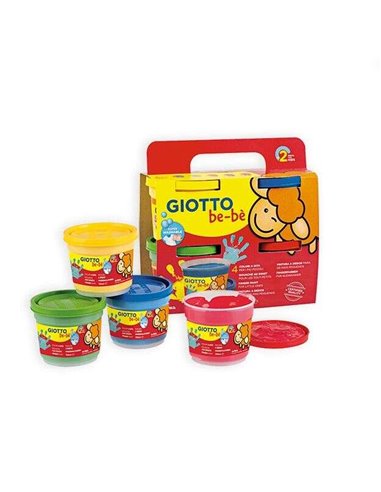 Giotto - Bebe Pack de 4 Flacons de Peinture au Doigt - 150ml - Application Facile - Couleurs Assorties