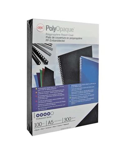 GBC - PolyOpaque Pack de 100 Couvertures Reliure A4 - 300 Microns - Couleur Noir