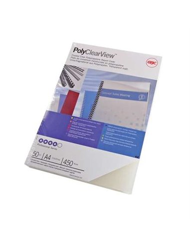 GBC - PolyClearView Pack de 100 couvertures de reliure A4 - 300 microns - Couleur transparente mate