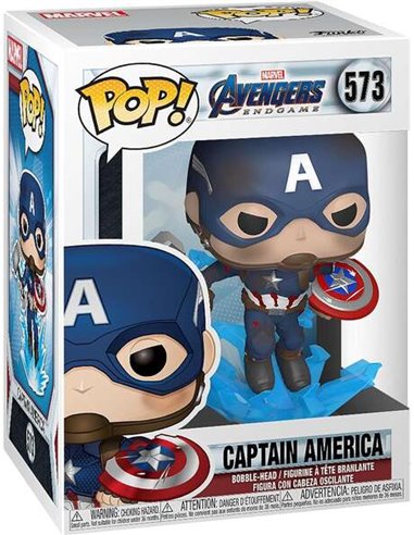 Funko Pop - Marvel Avengers Endgame Captain America avec Bouclier Brisé et Mjolnir - Figurine Vinyle - Hauteur 9cm env.