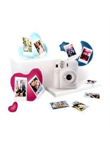 Fujifilm - Pack Appareil Photo Instantané Best Memories Instax Mini 12 Argile Blanc + Film Instax Mini 10 unités. + 3 Cadres Pho