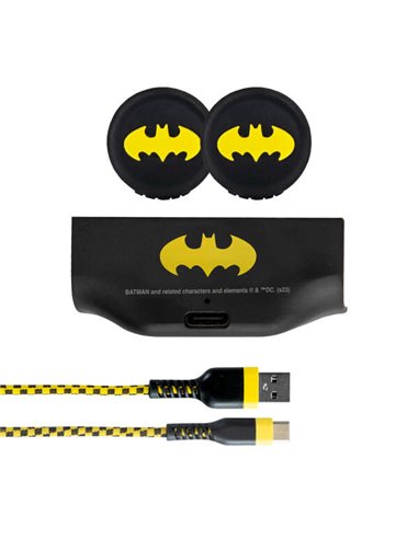 FR-Tec - Batman Xbox Series X/S Charge and Play Pack - Grips avec Logo Batman - Câble USB-C 3m Résistant et Coloré - Batterie Re