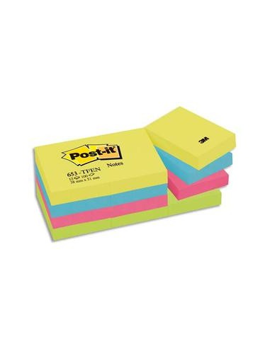 Lot de 12 blocs repositionnables coloris énergique dimensions 38x51mm 653TF