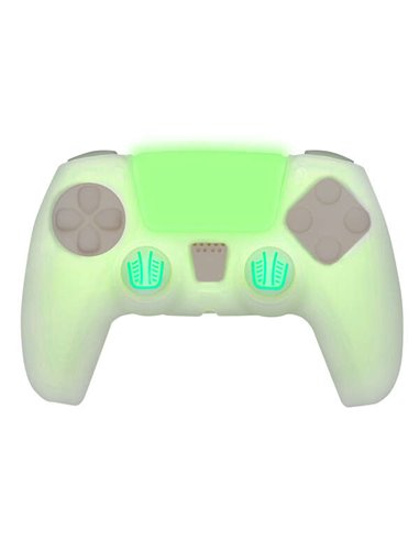 FR-Tec - Coque en silicone + Grips de protection Custom Kit Glow in The Dark pour PS5 - Grips de protection - Améliore l'adhéren