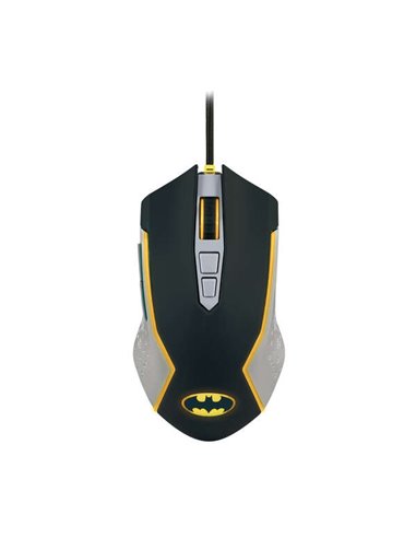 FR-Tec - Souris USB Batman jusqu'à 8000 dpi - Éclairage LED Jaune - Plug and Play - Câble Tressé 1,8 m - Couleur Noir/Gris/Jaune