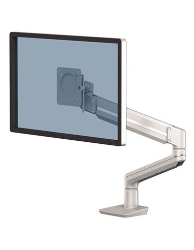 Fellowes - Tige de bras pour moniteur unique - Jusqu'à 9 kg - Réglable avec ressort à gaz - Couleur argent