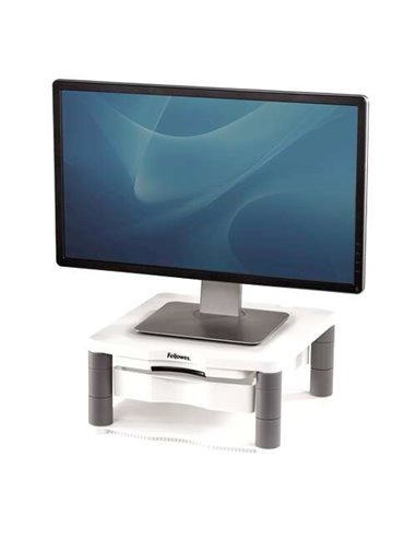 Fellowes - Monitor Stand Plus - Réglable en 5 hauteurs - Tiroir de rangement - Jusqu'à 36 kg - Couleur Gris