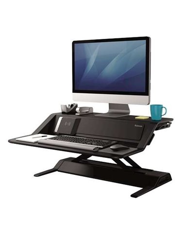 Fellowes - Poste de travail assis-debout Lotus DX - Hauteur réglable - Ports USB - Chargement sans fil - Couleur noire