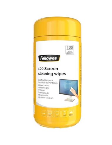 Fellowes - Paquet de 100 lingettes nettoyantes pour écran