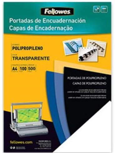 Fellowes - Paquet de 100 couvertures A4 en polypropylène - 500 microns - Finition de qualité - Couleur Transparent