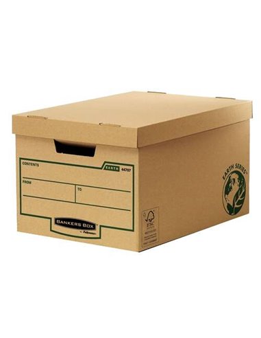 Fellowes - Bankers Box - Conteneur Earth Maxi File - Assemblage manuel - Certification FSC en carton recyclé - Couleur marron