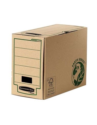 Fellowes - Bankers Box - Earth Definitive File Box Folio 150 mm - Assemblage manuel - Carton recyclé Certification FSC - Couleur