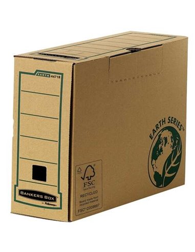 Fellowes - Bankers Box - Earth Definitive File Box Folio 100 mm - Assemblage manuel - Carton recyclé Certification FSC - Couleur