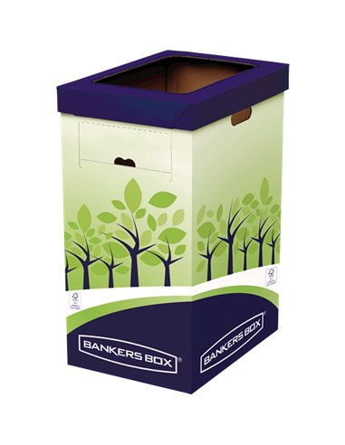 Fellowes - Bankers Box - Conteneur de Recyclage 69L - Certification FSC - Double Ouverture - En Carton Recyclé Résistant