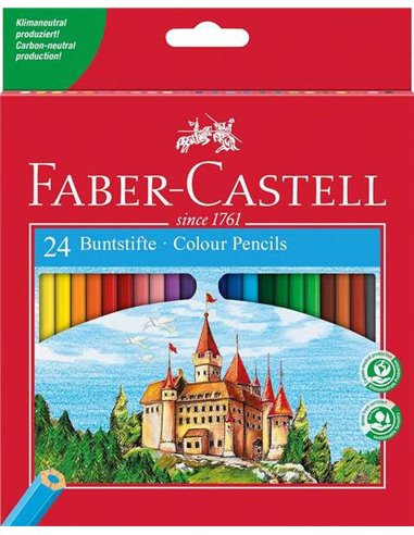 Faber-Castell - Classic Color Pack de 24 crayons de couleur hexagonaux - Résistance à la rupture - Couleurs assorties