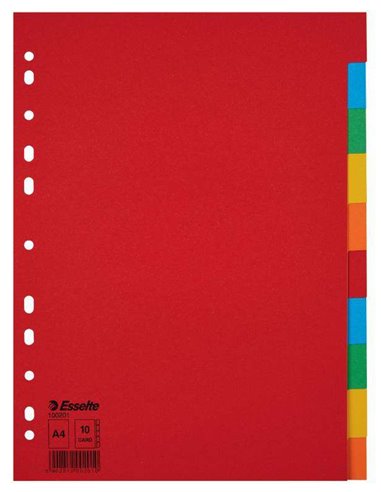 Esselte - Séparateurs Scarton A4 10 Onglets 5 Couleurs Poids 150Grs sans Couverture Index - Matière Carton Multicolore - Format 