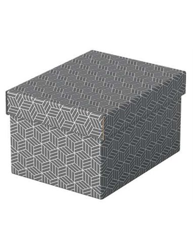 Esselte - Pack de 3 Petites Boîtes de Rangement avec Couvercles 200x150x255mm - Carton 100% Recyclé et Recyclable - Design Gris 