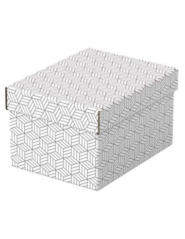 Esselte - Pack de 3 Petites Boîtes de Rangement avec Couvercles 200x150x255mm - Carton 100% Recyclé et Recyclable - Design Blanc