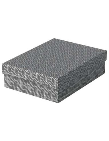 Esselte - Pack de 3 Boîtes de Rangement Moyennes avec Couvercles 265x100x360mm - Carton 100% Recyclé et Recyclable - Design Gris