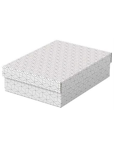 Esselte - Pack de 3 Boîtes de Rangement Moyennes avec Couvercles 265x100x360mm - Carton 100% Recyclé et Recyclable - Design Blan