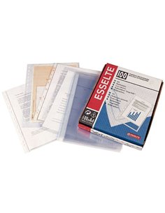 Esselte - Paquet de 100 pochettes porte-documents multi-trous en PVC - Format A4 - Qualité standard uni - Transparent