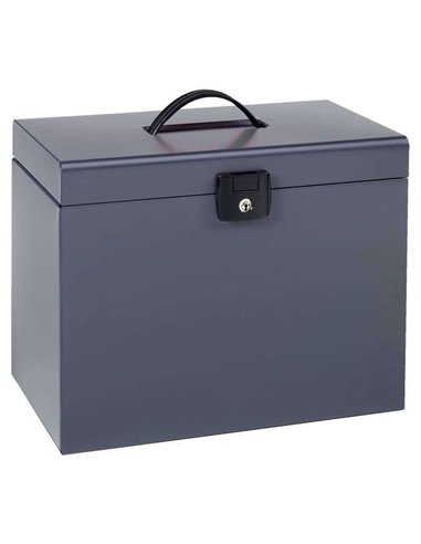 Esselte - Porte-documents Home-Box A4 Métallisé - 5 Dossiers - Poignée et Serrure avec Clé - Couleur Gris Anthracite