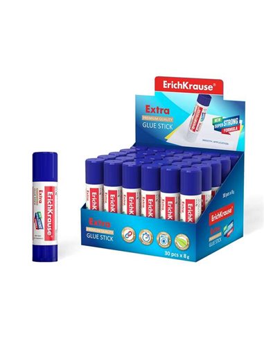 ErichKrause - Bâton de Colle Extra 8gr - Formule Super Forte - Consommation Economique - Adhérence Rapide et Fiable - Facile à L