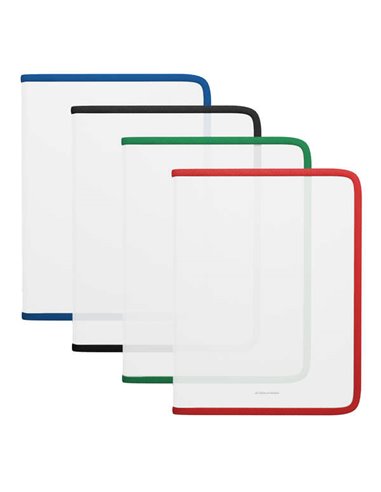 ErichKrause - Pack de 4 Dossiers à Fermeture Éclair Transparent Mat - A4+ - Rouge