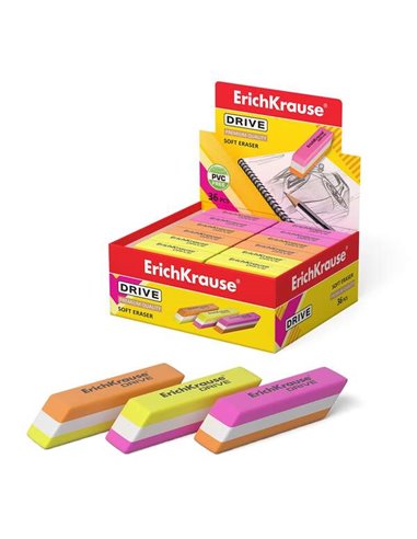 ErichKrause - Gomme souple Drive de forme classique - Fabriquée en caoutchouc thermoplastique hypoallergénique - Conception de c