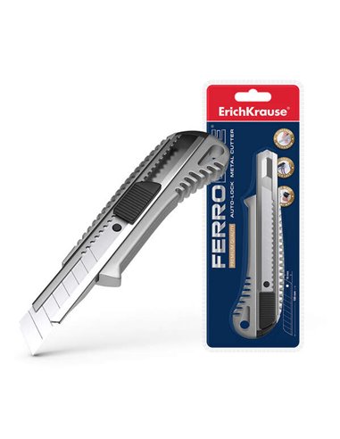 ErichKrause - Coupe-métal en métal avec fixateur automatique - Système de rétention de lame autobloquant - Séparateur intégré - 