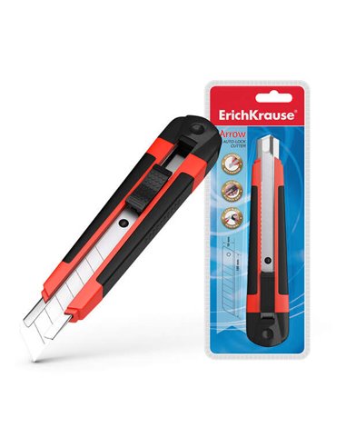 ErichKrause - Flèche mignonne avec fixateur automatique - Système de rétention de lame autobloquant - Séparateur intégré - Corps