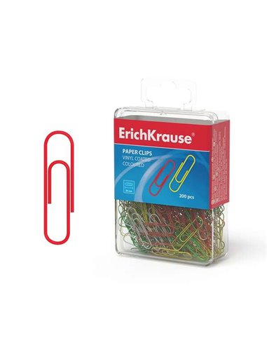 ErichKrause - Clips colorés avec revêtement plastique - Fil d'acier de haute qualité - Résistant à la corrosion - Coloré