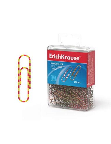 ErichKrause - Clips zébrés recouverts de plastique - Fil d'acier de haute qualité - Résistant à la corrosion - Couleur noire