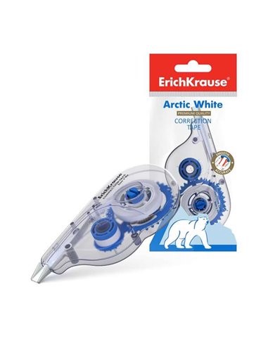 ErichKrause - Ruban Correcteur Arctic White - 5mm x 8m - Séchage Immédiat - Permet d'écrire sur la Correction - Tape Control - C