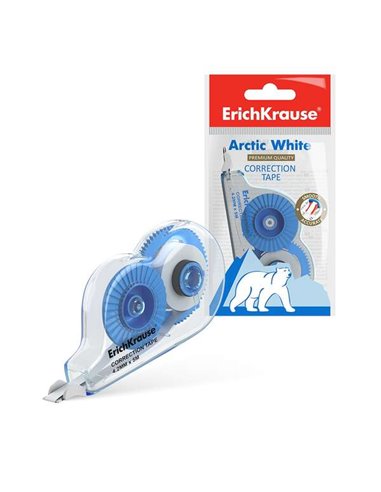 ErichKrause - Ruban Correcteur Arctic White - 4,2 mm x 5 m - Séchage Immédiat - Utilisation Ambidextre - Couleur Blanc