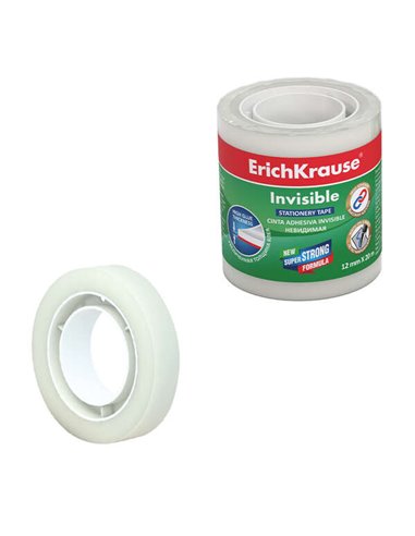 ErichKrause - Ruban adhésif invisible 12 mm x 20 m - Surface mate - Convient pour écrire - Transparent